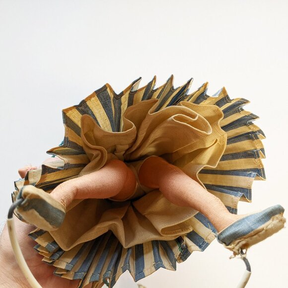 Vintage Cloth Wire Doll Redhead Pigtails Woman Girl with Dog on Leash 11" Cute - Picture 9 of 12